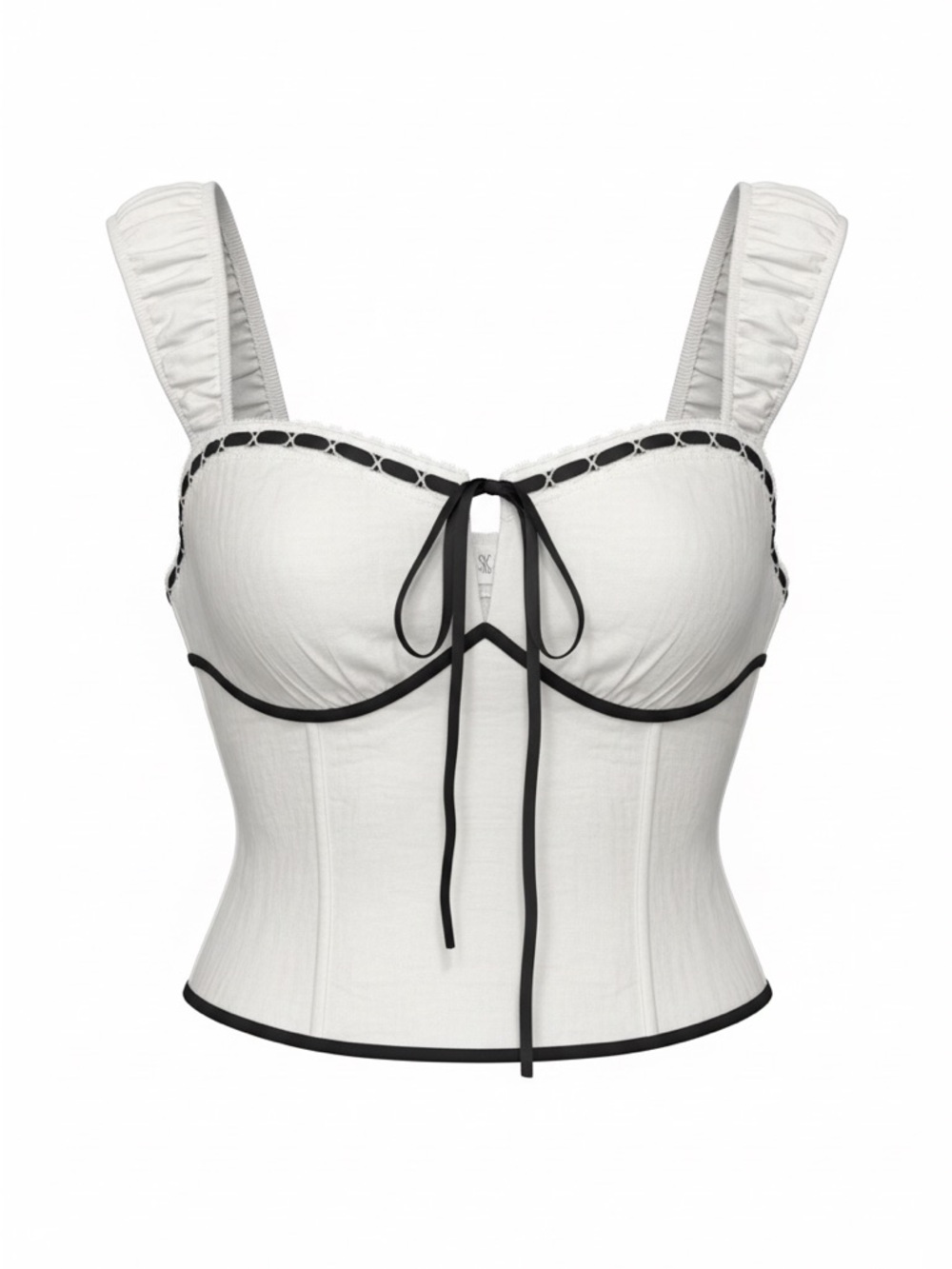 White Bustier Top with Black Trim